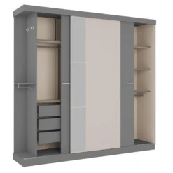 Armoire 2 Portes Coulissantes - Avec Miroir - L231 - Coloris : Gris Et Beige - ADALRIK III 11 Armoire 2 Portes Coulissantes - Avec Miroir - L231 - Coloris : Gris Et Beige - ADALRIK III -Sominova Soldes Boutique armoire et dressing 12558927
