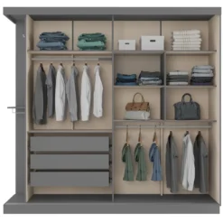 Armoire 2 Portes Coulissantes - Avec Miroir - L231 - Coloris : Gris Et Beige - ADALRIK III 12 Armoire 2 Portes Coulissantes - Avec Miroir - L231 - Coloris : Gris Et Beige - ADALRIK III -Sominova Soldes Boutique armoire et dressing 12558951