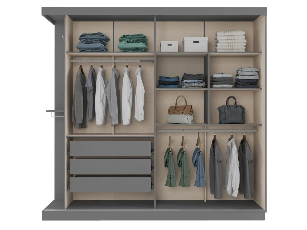 Armoire 2 Portes Coulissantes - Avec Miroir - L231 - Coloris : Gris Et Beige - ADALRIK III 6 Armoire 2 Portes Coulissantes - Avec Miroir - L231 - Coloris : Gris Et Beige - ADALRIK III – Image 4