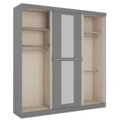 Armoire 3 Portes Coulissantes - Avec Miroir - L205 Cm - Gris Et Beige - DIDDA II 10 Armoire 3 Portes Coulissantes - Avec Miroir - L205 Cm - Gris Et Beige - DIDDA II -Sominova Soldes Boutique armoire et dressing 12561133