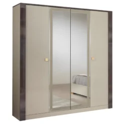 PANACA - Armoire 4 Portes Coloris CrĂšme Et Bronze