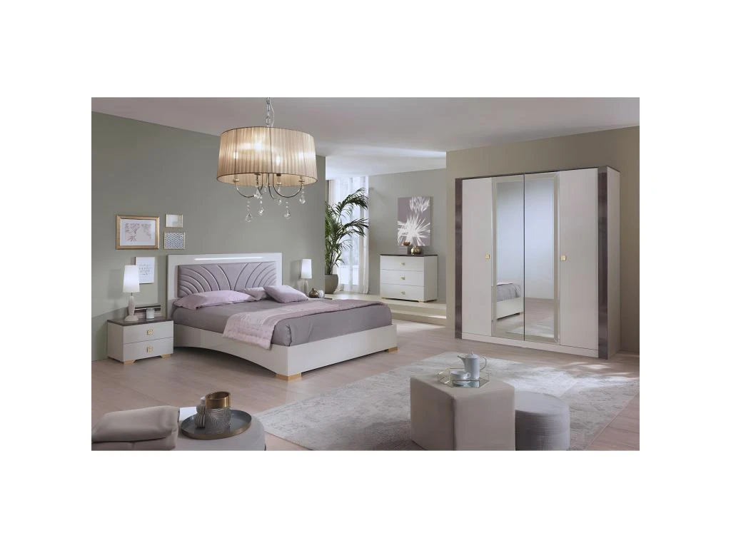 PANACA - Armoire 4 Portes Coloris Crème Et Bronze 4 PANACA - Armoire 4 Portes Coloris Crème Et Bronze – Image 2