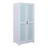 GLASCA - Armoire 2 Portes En Pin Gris Et Vert D'Eau