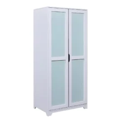 GLASCA - Armoire 2 Portes En Pin Gris Et Vert D'Eau