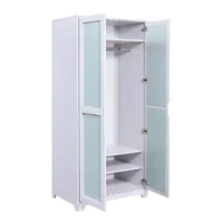 GLASCA - Armoire 2 Portes En Pin Gris Et Vert D'Eau 10 GLASCA - Armoire 2 Portes En Pin Gris Et Vert D'Eau -Sominova Soldes Boutique armoire et dressing 12601843