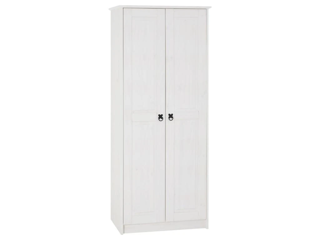 Armoire RESIDENCIA En Pin Lasuré Blanc, Penderie Pour Vêtements Style Mexicain Avec 2 Portes 3 Armoire RESIDENCIA En Pin Lasuré Blanc, Penderie Pour Vêtements Style Mexicain Avec 2 Portes