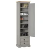 Armoire TEQUILA Meuble De Rangement Avec 7 Tablettes Derrière 1 Porte Battante Et 2 Tiroirs, En Pin Massif Lasuré Gris Et Brun 1 Armoire TEQUILA Meuble De Rangement Avec 7 Tablettes Derrière 1 Porte Battante Et 2 Tiroirs, En Pin Massif Lasuré Gris Et Brun -Sominova Soldes Boutique armoire et dressing 12853335