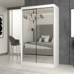 PAOLO - Armoire à 2 Portes Coulissantes - 2 Miroirs - L. 120 Cm - Dressing De Chambre 2 Portes -Sominova Soldes Boutique armoire et dressing 12912105