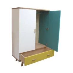 Armoirette Chêne Massif Et Laqué, 2 Portes Et 1 Tiroir - 100L X 155P -Sominova Soldes Boutique armoire et dressing 12989075