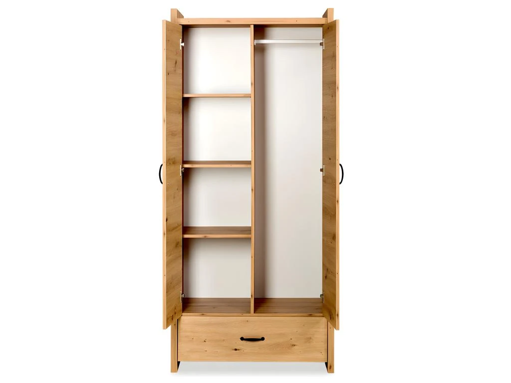 MINEA | Armoire ELISA L. 84 Cm Imitation Chêne | 2 Portes + 1 Tiroir 4 MINEA | Armoire ELISA L. 84 Cm Imitation Chêne | 2 Portes + 1 Tiroir – Image 2