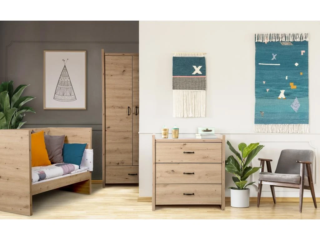 MINEA | Armoire ELISA L. 84 Cm Imitation Chêne | 2 Portes + 1 Tiroir 6 MINEA | Armoire ELISA L. 84 Cm Imitation Chêne | 2 Portes + 1 Tiroir – Image 4