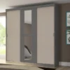Armoire 3 Portes Coulissantes - Avec Miroir - L205 Cm - Gris Et Beige - DIDDA II -Sominova Soldes Boutique armoire et dressing 13226645