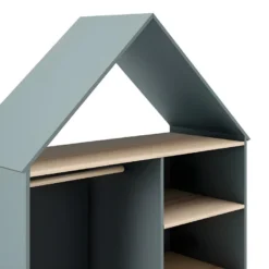 KAINA - Dressing Cabane Enfant MDF Et Pin Coloris Gris Vert Et Naturel -Sominova Soldes Boutique armoire et dressing 13819231