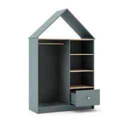 KAINA - Dressing Cabane Enfant MDF Et Pin Coloris Gris Vert Et Naturel -Sominova Soldes Boutique armoire et dressing 13819235