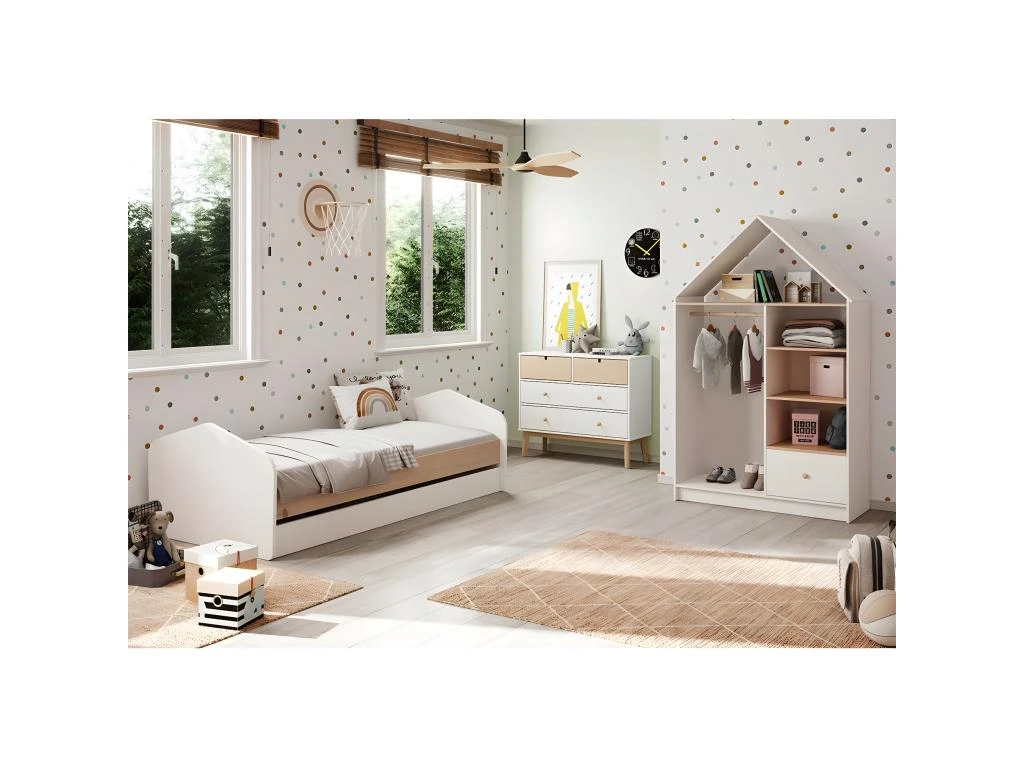 KAINA - Dressing Cabane Enfant MDF Et Pin Coloris Blanc Et Naturel 4 KAINA - Dressing Cabane Enfant MDF Et Pin Coloris Blanc Et Naturel – Image 2
