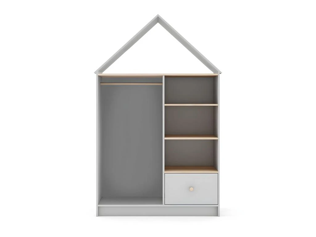 KAINA - Dressing Cabane Enfant MDF Et Pin Coloris Blanc Et Naturel 6 KAINA - Dressing Cabane Enfant MDF Et Pin Coloris Blanc Et Naturel – Image 4