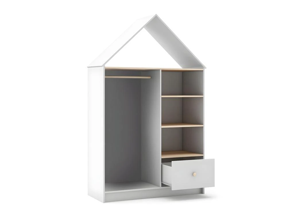 KAINA - Dressing Cabane Enfant MDF Et Pin Coloris Blanc Et Naturel 7 KAINA - Dressing Cabane Enfant MDF Et Pin Coloris Blanc Et Naturel – Image 5