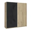 KONETIS - Armoire Penderie 2 Portes Coulissantes Effet Chêne Et Bois Noir 1 KONETIS - Armoire Penderie 2 Portes Coulissantes Effet Chêne Et Bois Noir -Sominova Soldes Boutique armoire et dressing 13855527