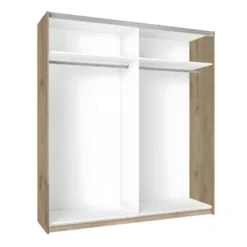 KONETIS - Armoire Penderie 2 Portes Coulissantes Effet Chêne Et Bois Noir 8 KONETIS - Armoire Penderie 2 Portes Coulissantes Effet Chêne Et Bois Noir -Sominova Soldes Boutique armoire et dressing 13855531