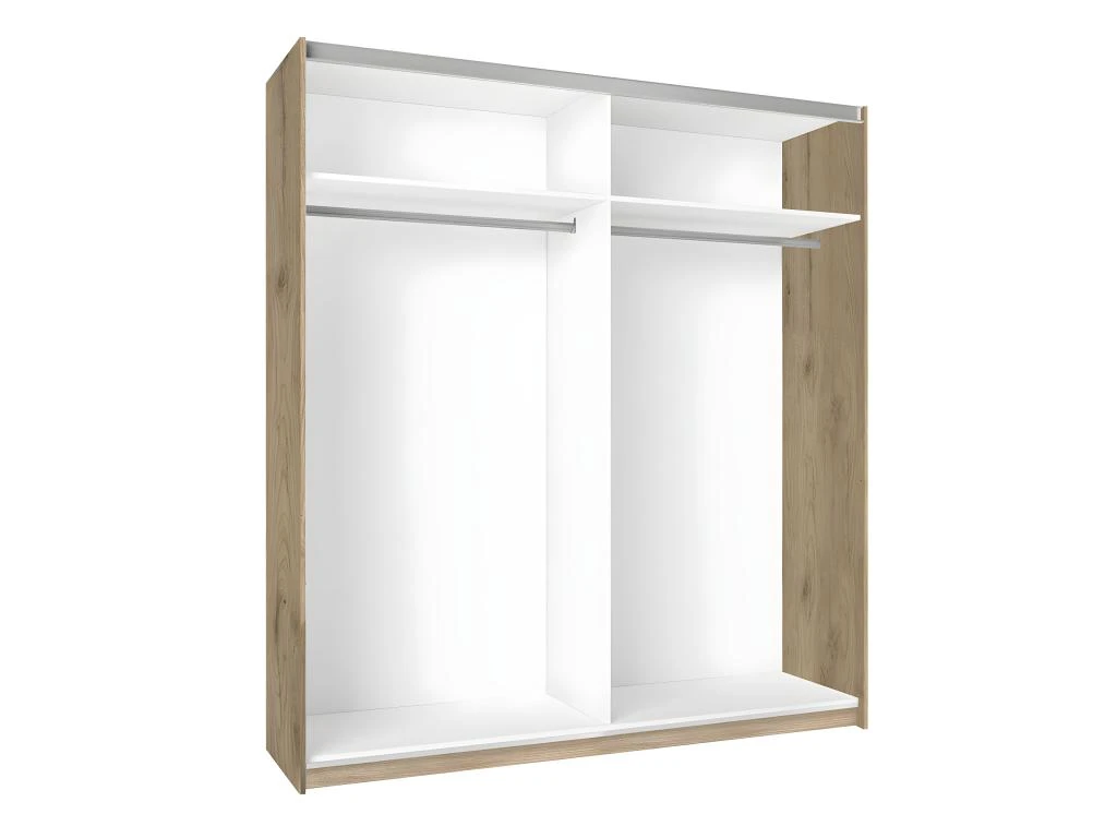 KONETIS - Armoire Penderie 2 Portes Coulissantes Effet Chêne Et Bois Noir 5 KONETIS - Armoire Penderie 2 Portes Coulissantes Effet Chêne Et Bois Noir – Image 3