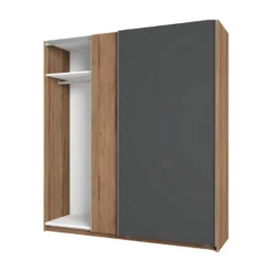 CAMINA - Armoire Penderie 2 Portes Coulissantes Effet Noyer Et Gris Anthracite -Sominova Soldes Boutique armoire et dressing 13855543