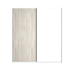 ILONA - Armoire Penderie 2 Portes Coulissantes Effet Chêne Clair Et Blanc Mat 9 ILONA - Armoire Penderie 2 Portes Coulissantes Effet Chêne Clair Et Blanc Mat -Sominova Soldes Boutique armoire et dressing 13855549