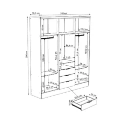 Armoire 6 Portes Et 3 Tiroirs - Avec Miroir - L180 Cm - Coloris : Blanc - ELORIO -Sominova Soldes Boutique armoire et dressing 15142759
