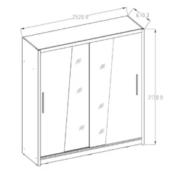 Armoire Collection BAHIA, 2 Portes Coulissantes Avec Miroirs, Penderie Intégrée Coloris Blanc. 205cm -Sominova Soldes Boutique armoire et dressing 15892359