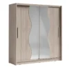 Armoire Coloris Chêne Collection BAHIA, 2 Portes Coulissantes Avec Miroirs, Penderie Intégrée 205cm -Sominova Soldes Boutique armoire et dressing 15892371