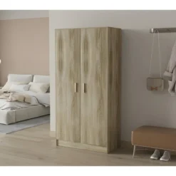 Armoire, Collection TOLLY, 2 Portes, 75x150 Cm, Coloris Chêne Sonoma -Sominova Soldes Boutique armoire et dressing 15893105