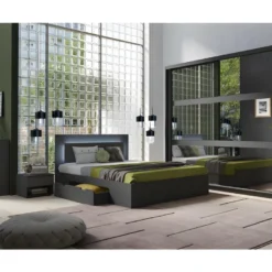 Armoire, Garde Robe NOFI Avec Miroirs Et Penderie Intégrée, Coloris Gris -Sominova Soldes Boutique armoire et dressing 15893117