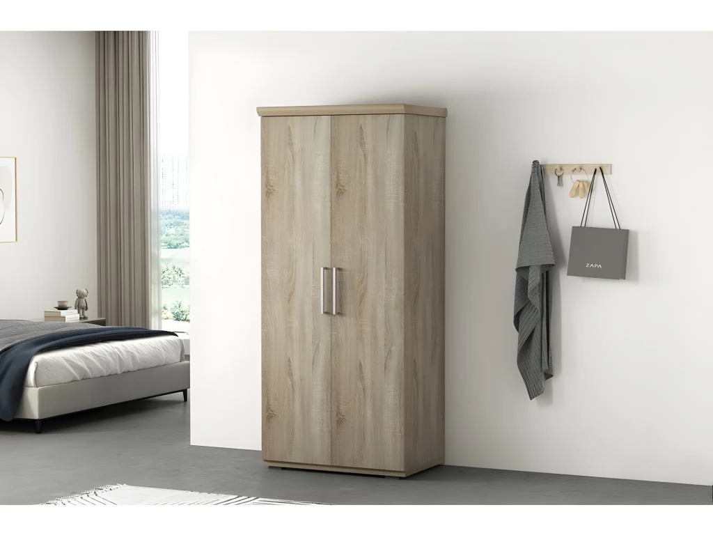 Armoire, Garde-robe, Collection TOM, 2 Portes 80 Cm, Penderie Intégrée Chêne Sonoma 4 Armoire, Garde-robe, Collection TOM, 2 Portes 80 Cm, Penderie Intégrée Chêne Sonoma – Image 2