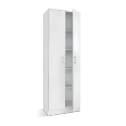 Armoire De Rangement, Collection STAN, 2 Portes, Coloris Blanc, Idéal Pour Votre Entrée, Salle De Bain Ou Buanderie. -Sominova Soldes Boutique armoire et dressing 15893151