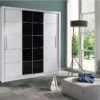 Armoire Collection BRESCIA, 2 Portes Coulissantes Coloris Noir Et Blanc, Penderie Intégrée. -Sominova Soldes Boutique armoire et dressing 15893155
