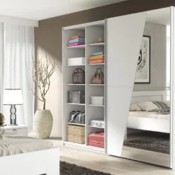 Armoire 2 Portes Coulissantes - Avec Miroir - L238 Cm - Blanc - AMERIA -Sominova Soldes Boutique armoire et dressing 16412911