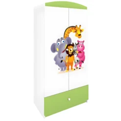 Armoire Enfant Zoo 2 Portes 1 Tiroir De Rangement - Vert -Sominova Soldes Boutique armoire et dressing 17567207