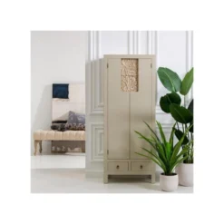 Armoire Lingère 2 Portes 6 Tiroirs Bois/Taupe - QINGDAO -Sominova Soldes Boutique armoire et dressing 17632453