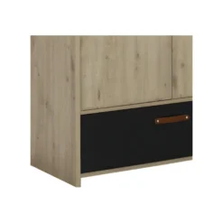 Armoire 3 Portes 1 Tiroir Chêne/Noir - ESTHER -Sominova Soldes Boutique armoire et dressing 17632497