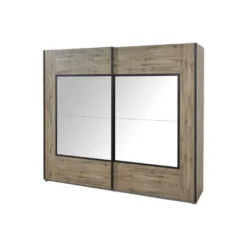 Armoire 2 Portes Coulissantes 245 Teinte Chêne Moyen - NIKITO