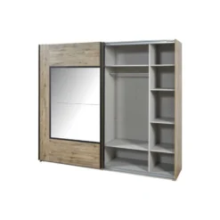 Armoire 2 Portes Coulissantes 245 Teinte Chêne Moyen - NIKITO -Sominova Soldes Boutique armoire et dressing 17632563