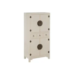 Armoire 4 Portes, 3 Tiroirs Blanc Cassé Meuble Chinois - PEKIN