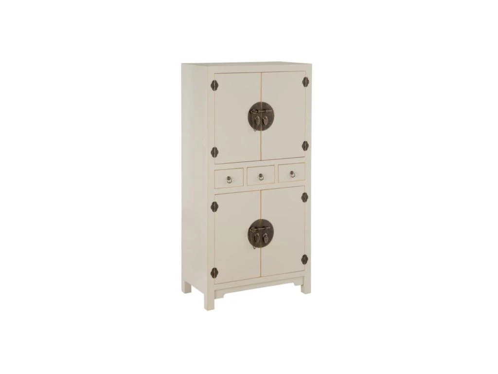 Armoire 4 Portes, 3 Tiroirs Blanc Cassé Meuble Chinois - PEKIN 3 Armoire 4 Portes, 3 Tiroirs Blanc Cassé Meuble Chinois - PEKIN