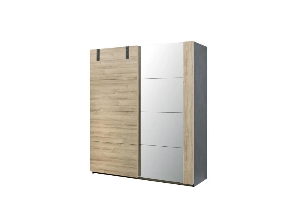 Armoire 2 Portes Coulissantes Chêne/Miroir - OUDONG N°1 3 Armoire 2 Portes Coulissantes Chêne/Miroir - OUDONG N°1