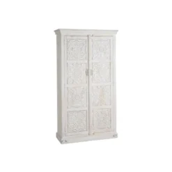 Armoire 2 Portes 3 étagères Bois/Blanc Taille M - LANPA