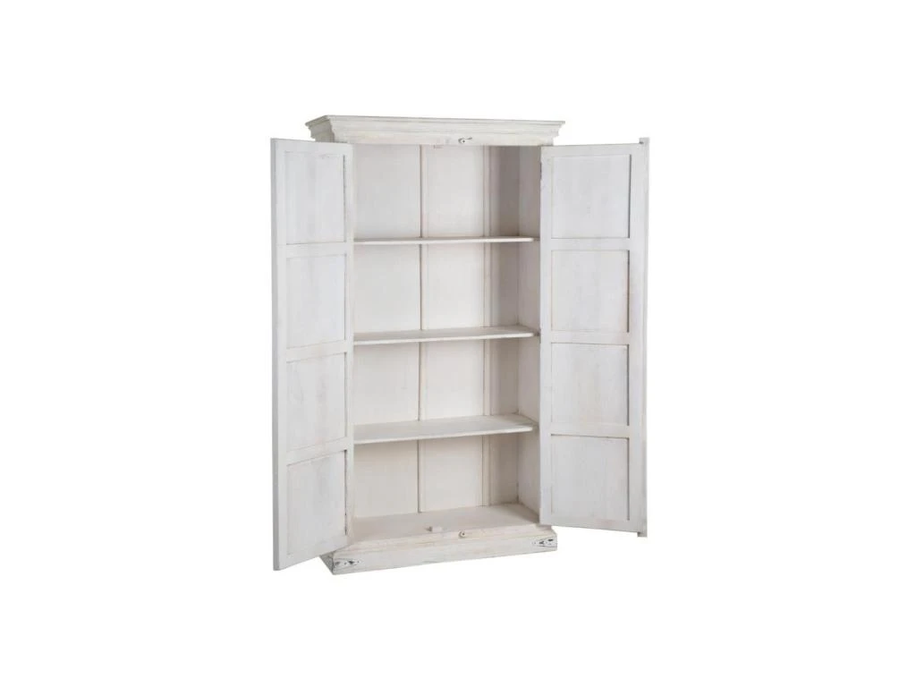 Armoire 2 Portes 3 étagères Bois/Blanc Taille M - LANPA 5 Armoire 2 Portes 3 étagères Bois/Blanc Taille M - LANPA – Image 3