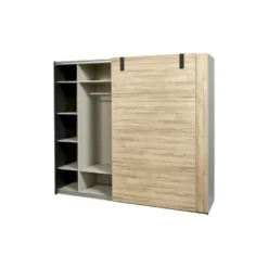 Armoire 2 Portes Coulissantes Chêne/Miroir - OUDONG N°2 -Sominova Soldes Boutique armoire et dressing 17632659