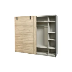 Armoire 2 Portes Coulissantes Chêne/Miroir - OUDONG N°2 -Sominova Soldes Boutique armoire et dressing 17632661