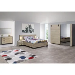 Armoire 2 Portes Coulissantes Chêne/Miroir - OUDONG N°2 -Sominova Soldes Boutique armoire et dressing 17632663