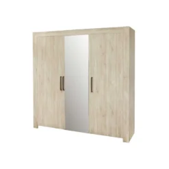 Armoire 3 Portes Avec Miroir Chêne Délavé - YVI