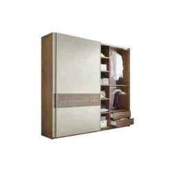 Armoire 2 Portes Coulissantes Noyer Foncé/Argile - ANIECE N°2 -Sominova Soldes Boutique armoire et dressing 17632781